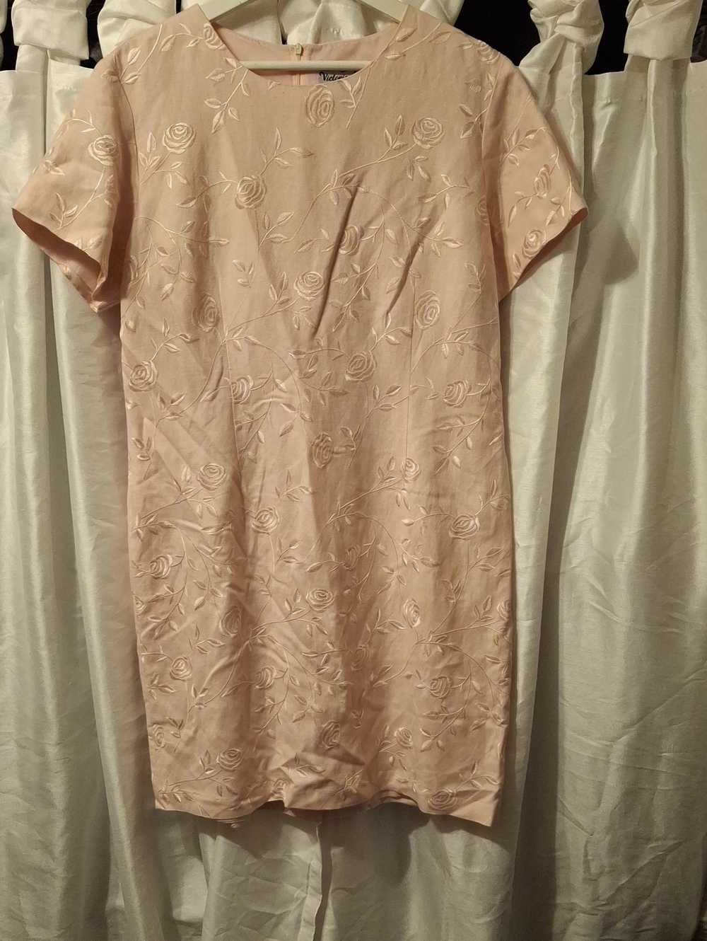 Victoria Holley Pale Pink Embroidered Midi Dress